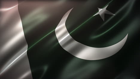 Die-Nationalflagge-Pakistans,-Vollbild,-Hochwinkelansicht,-Im-Wind-Wehend,-Realistisch-Mit-Filmischem-Erscheinungsbild-Und-Eleganter,-Seidiger-Textur,-Dynamisch-Fließend,-CG-Animation-Nahtlos-Schleifenfähig