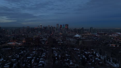 Drone-flight-of-Downtown-Calgary-during-blue-hour