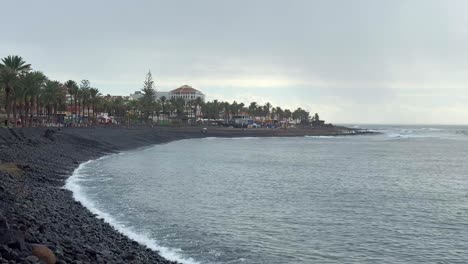 Rock-pebble-stone-beach-coastline-in-Tenerife-south-Canary-Islands-Spain