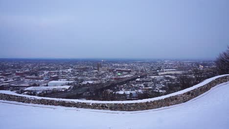 Mountain-view-of-Paterson-New-Jersey-at-dusk-winter-city-landscape-with-snow