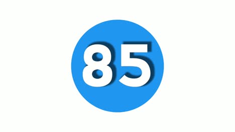 Número-85-Símbolo-De-Signo-Icono-De-Gráficos-En-Movimiento-De-Animación-Sobre-Fondo-Blanco-De-Círculo-Azul,-Número-De-Vídeo-De-Dibujos-Animados-Para-Elementos-De-Vídeo