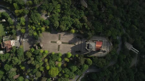 Aerial-top-View-of-Penha-Sanctuary,-Guimarães,-Portugal