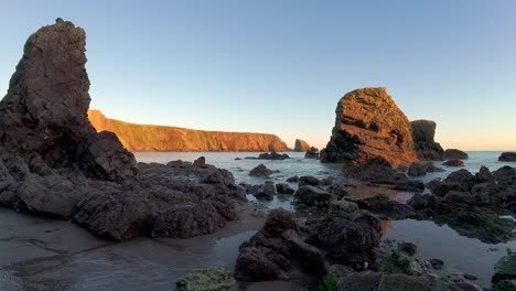 Rock-formations-at-Ballydwane-Beach-Waterford-Ireland-at-Golden-hour-in-mid-winter-wonder-of-nature