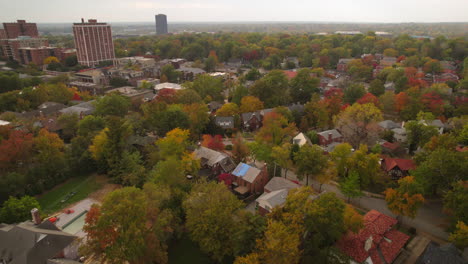 Aerial-flying-over-a-beautiful-neighborhood-in-Clayton-in-St