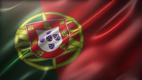 The-Flag-of-Portuguese-Republic,-full-frame,-high-angle,-cinematic-look-and-feel,-realistic-CG-animation,-seamless-loop-able,-glossy,-slow-motion-wavering,-elegant-silky-texture-waving