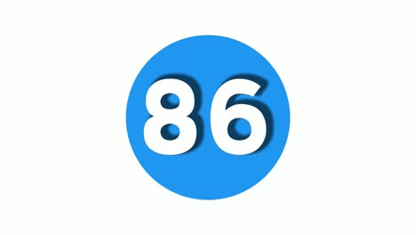 Nummer-86-Zeichensymbol-Animation-Motion-Graphics-Symbol-Auf-Blauem,-Kreisförmigem,-Weißem-Hintergrund,-Cartoon-Videonummer-Für-Videoelemente