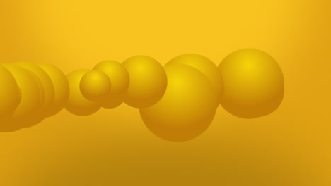 Animation-of-an-uneven-group-of-large-yellow-spheres-move-across-the-view-from-left-to-right-on-a-gradient-background