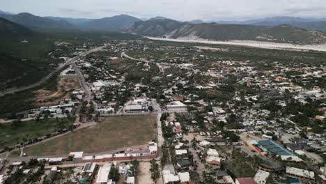 Aerial-of-Los-Barriles-town-in-La-Paz-Municipality,-Baja-California-Sur,-Mexico