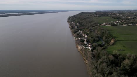 Estuaire-de-la-Gironde-Aerial-Landscape,-Bordeaux-France