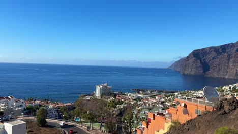 Acantilados-De-Los-Gigantes-In-Tenerife-Spain,-Coastline-And-Holiday-City