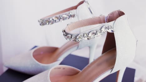 Close-up-shot-and-side-view-of-a-bridal-high-heel-shoes
