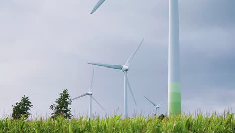 Eine-Reihe-Langsam-Rotierender-Windkraftanlagen