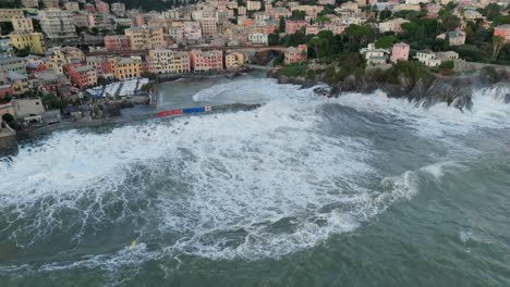 Massive-forceful-sea-waves-breaking-on-rocky-pier-in-Genoa-city-harbor