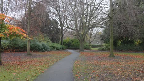 Panoramic-view-of-the-St-Stephens-green-park-on-a-cloudy-winter-day