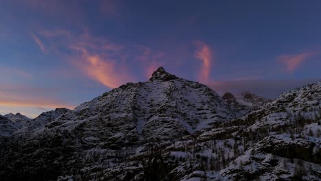 Majestic-peak-of-stunning-Valmalenco-Dolomites-mountains-at-sunset-in-Valtellina,-Italy