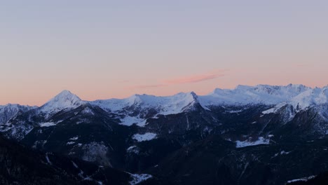 Italian-Alps-landscape-at-sunset-in-winter-season,-Italy