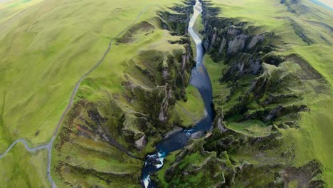 Cinematic-aerial-shot-of-an-Iceland-landscape