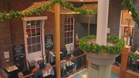 People-Dining-At-Powerscourt-Townhouse-Centre-During-Christmas-Season-In-Dublin,-Ireland
