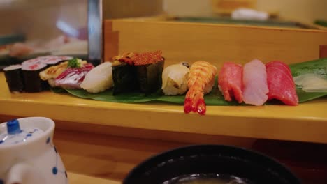 4k-Gourmet-Sushi-Restaurant,-Special-Course-at-Toyosu-Markets-Japan