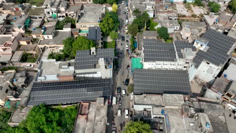 Bustling-street-near-Cheema-Heart,-Gujranwala,-Punjab---aerial