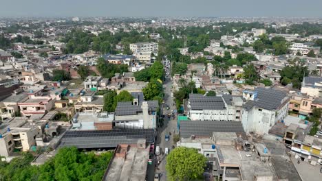 Urban-aerial-view-near-Cheema-Heart,-Gujranwala,-Punjab