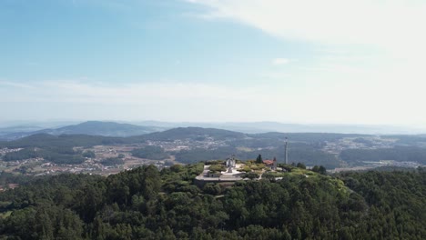 Historic-Monte-da-Franqueira,-Sanctuary-View,-Barcelos-Portugal-aerial