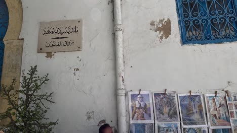 Künstlerische-Wandgemälde-Und-Gemälde-In-Sidi-Bou-Said,-Tunesien