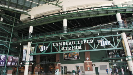 Tourists-exploring-historic-Lambeau-Field,-home-of-the-NFL's-Green-Bay-Packers