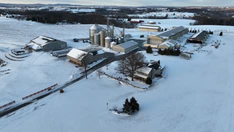 Large-grain-farming-operation-and-buildings-in-winter-snow