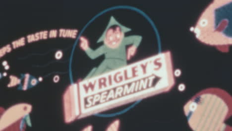 Vintage-Wrigleys-Spearmint-Gum-Advertisement-Displayed-on-a-Classic-Neon-Sign