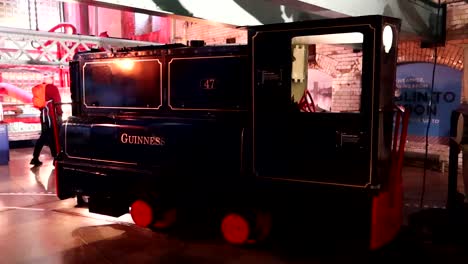 Tourists-explore-Guinness-storehouse-with-train-display-visible