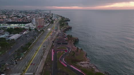 Kartodromo-Julian-Barcelo,-Go-kart-Racing-Track-By-the-Sea-In-Santo-Domingo,-Dominican-Republic
