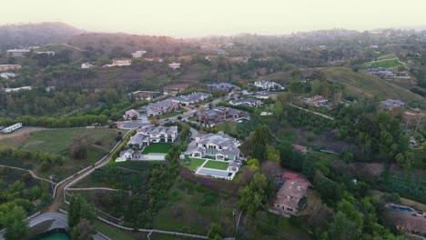 Flying-in-Style,-Drone-Over-Luxury-Homes-in-Hidden-Hills,-Calabasas-California-on-Sunny-Day