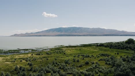 Drone-shot-of-Utah-Lake-on-a-sunny-summer-day