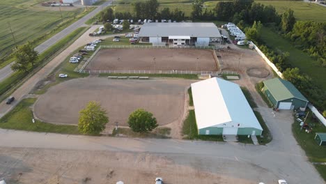 Isabella-County-Fairgrounds-facilities,-aerial-drone-view