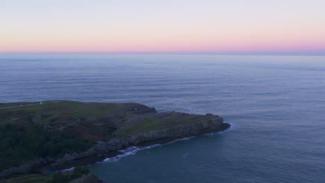 Serene-sunset-over-Bay-of-Biscay-from-Spains-Cantabrian-coast-AERIAL-4K