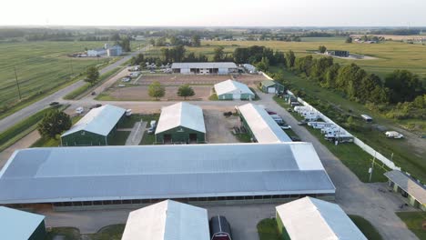 Isabella-County-Fairgrounds-with-barn-and-other-facilities-for-livestock,-aerial-view