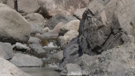 Kleiner-Wasserstrahl,-Der-Zwischen-Großen-Grauen-Steinen-In-Einer-Stadt-Im-Süden-Von-Honduras-Fließt