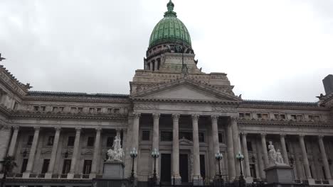 Close-up-entrance-to-the-Argentine-Congress-building-Buenos-Aires-Rainy-Weather