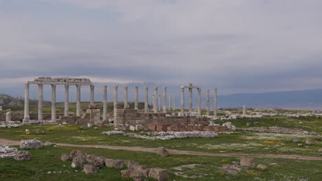 Una-Hilera-De-Pilares-Antiguos-En-Un-Campo-En-Laodicea.