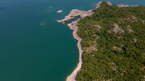 Aerial,-Flying-Around-Slansko-Jezero-Lake,-Montenegro