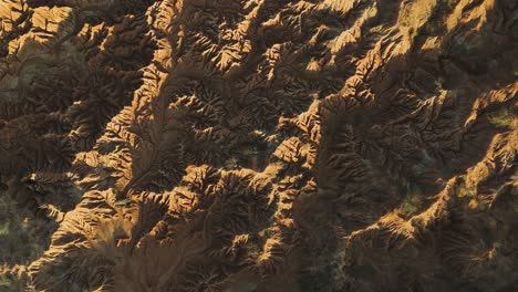 Weltfremde-Wüstenlandschaft-Von-Tatacoa,-Kolumbien,-Luftaufnahme-Von-Oben-Nach-Unten