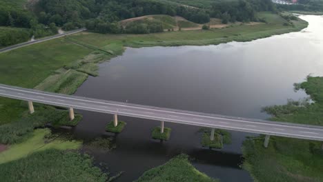 Drone-shot-of-Legindvejlebroen,-a-very-nice-valley-bridge---located-close-to-Jesperhus-Blomsterpark-on-Mors