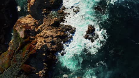 Drone-shot-of-Waves-Crashing-on-Scenic-Coastline-at-Big-Sur-State-park-off-Pacific-Coast-Highway-in-California-1