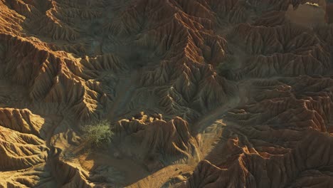 Dramatic-Mystical-Landscape-of-the-Tatacoa-Desert,-Columbia,-Aerial
