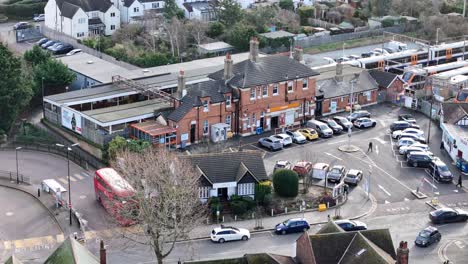 Chingford-railway-station-East-London-UK-Panning-drone-aerial