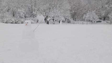 Snowman-In-The-Public-Park-On-A-Snowy-Day