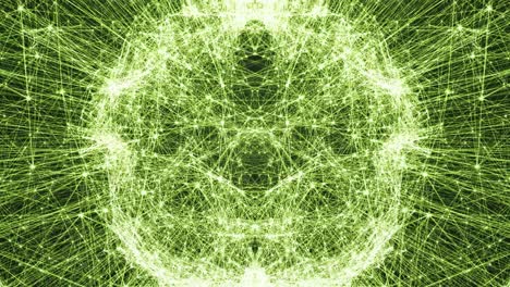 Abstract-Digital-Data-With-Moving-Green-Lines,-Dots-And-Sphere
