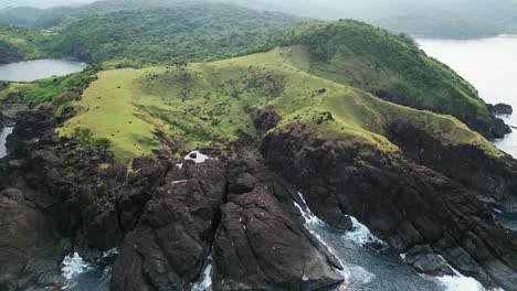 Green-Rocky-Coastal-Cliffs-Of-Binurong-Point-In-Baras,-Catanduanes,-Philippines