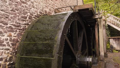 Close-up-on-a-section-of-hydraulic-wheel-from-a-water-mill